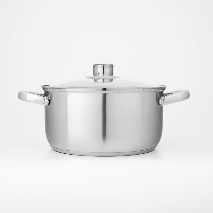 Набор посуды из нержавеющей стали Доляна &laquo;Гретте&raquo;, 3 предмета: сотейник 1,5 л, d=16 см, кастрюли 2 л, 4 л, d=18 см, d=22 см, крышки