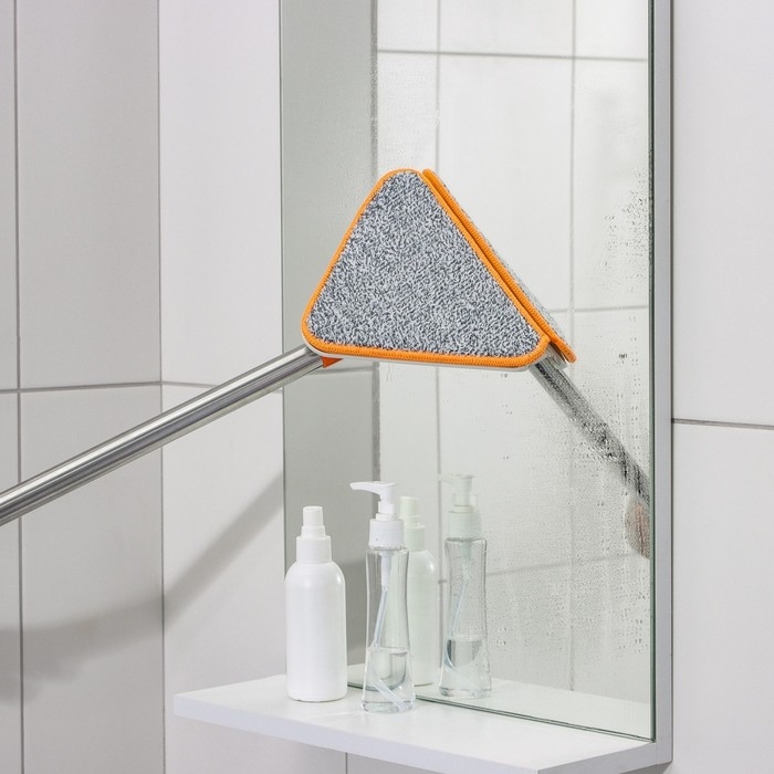 Окномойка фигурная Raccoon, стальная ручка, 2 секции, 102 см, насадка из микрофибры 20&times;15 см