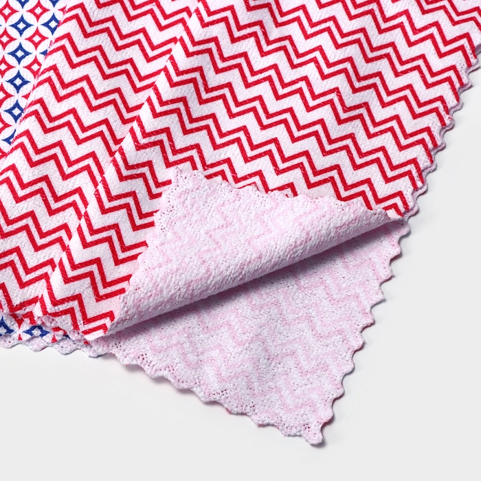 Салфетка новогодняя для уборки Доляна &laquo;С Новым Годом&raquo;, 5 шт, 220 г/м&sup2;, 30&times;30 см, микрофибра, цвет МИКС