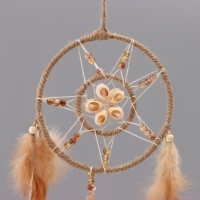 Ловец снов 2 кольца "Солнце с цветком" с перьями 16х55 см Ловец снов 2 кольца "Солнце с цветком" с перьями 16х55 см