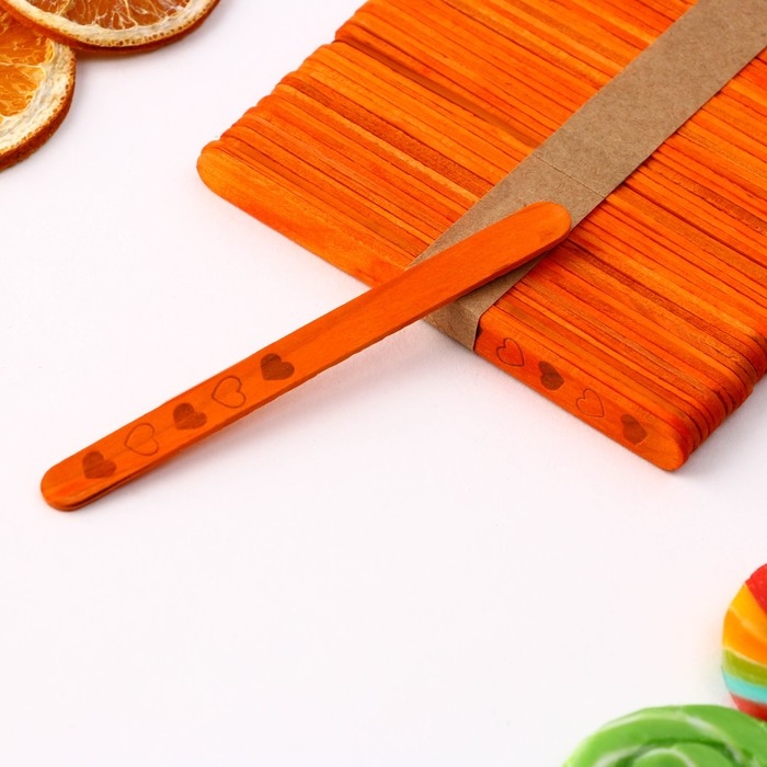 Палочки для мороженого деревянные &laquo;Сердечки&raquo;, набор 50 шт, 11.4 х 1 см