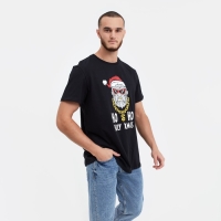 Футболка мужская новогодняя , цвет чёрный, размер 52 Футболка мужская новогодняя , цвет чёрный, размер 52