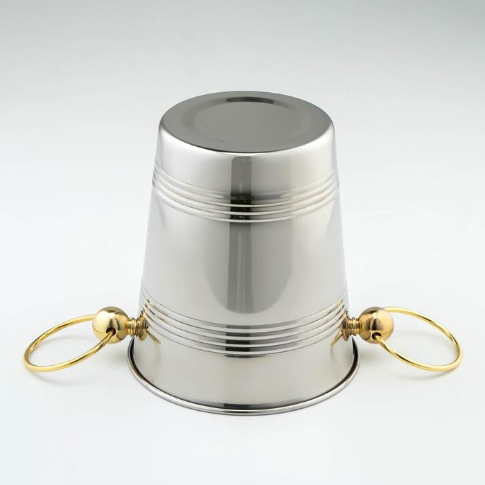 Ведро для льда из нержавеющей стали &laquo;Классик&raquo;, 2,1 л, 20,5&times;15,5&times;17 см, золотые ручки, 201 сталь