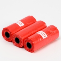 Пакеты для уборки за собаками однотонные (3 рулона по 15 пакетов 29х21 см), красные Пакеты для уборки за собаками однотонные (3 рулона по 15 пакетов 29х21 см), красные