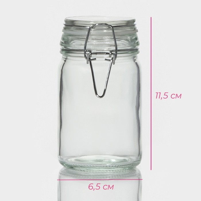 Банка стеклянная для хранения сыпучих продуктов Доляна &laquo;Оптима&raquo;, 250 мл, 6,5&times;11,5 см, с бугельным замком