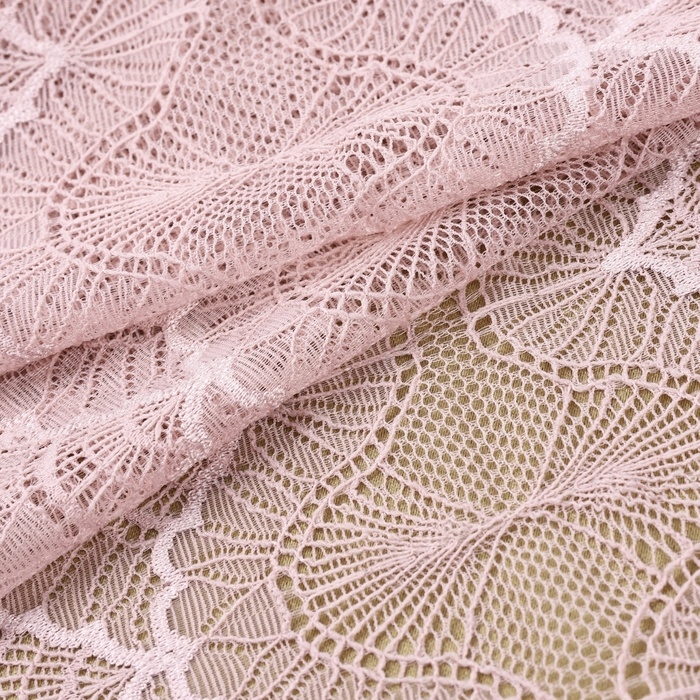 Кружевная эластичная ткань, 180 мм × 2,7 ± 0,5 м, цвет пудровый Кружевная эластичная ткань, 180 мм × 2,7 ± 0,5 м, цвет пудровый
