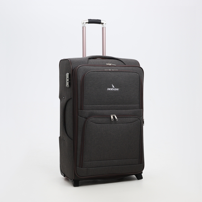 Чемодан большой 95 л (L), отдел на молнии, с расширением, кодовый замок, 3 колеса, 2 наружных кармана, цвет коричневый Чемодан большой 95 л (L), отдел на молнии, с расширением, кодовый замок, 3 колеса, 2 наружных кармана, цвет коричневый