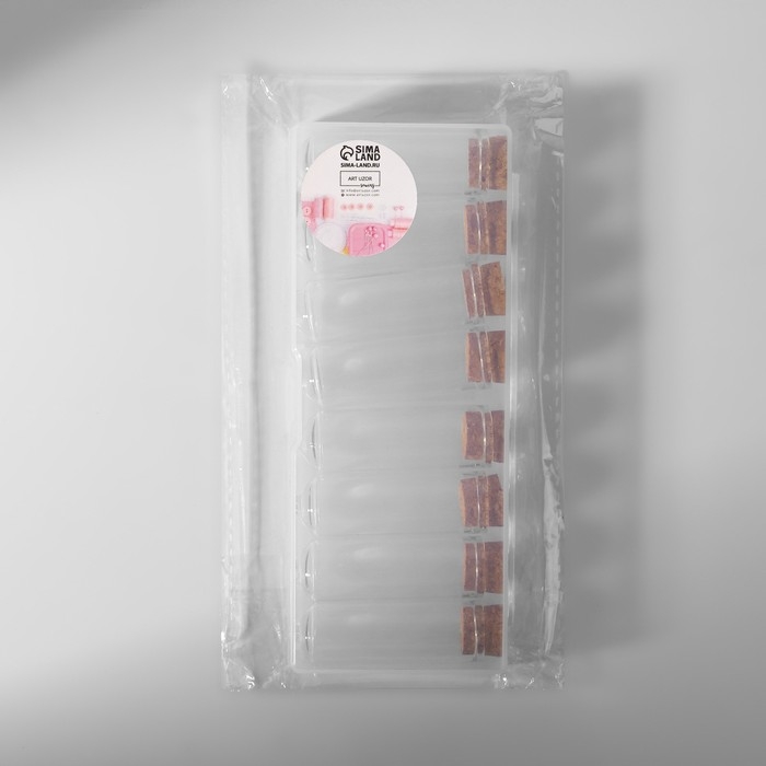 Набор баночек для хранения бисера, d = 1,7 &times; 5 см, 8 шт, в контейнере, 14,2 &times; 5,8 &times; 2,3 см