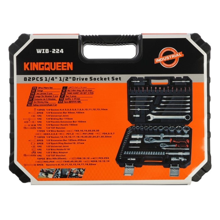 Набор инструментов автомобильный KINGQUEEN, WIB-224, 72 зуба, 1/2 1/4", 82 предмета