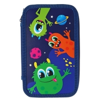 Пенал 2 секции, 125 х 205 мм, с наполнением 23 предмета, Calligrata "Монстрики" ламинированный картон, универсальный Пенал 2 секции, 125 х 205 мм, с наполнением 23 предмета, Calligrata "Монстрики" ламинированный картон, универсальный