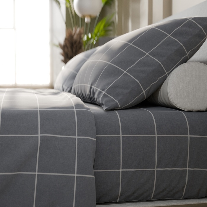 Постельное бельё Этель 2 сп Постельное бельё Этель 2 сп "Клетка" цвет серый 175х215, 200х220, 50х70-2 шт, бязь, 125 г/м2