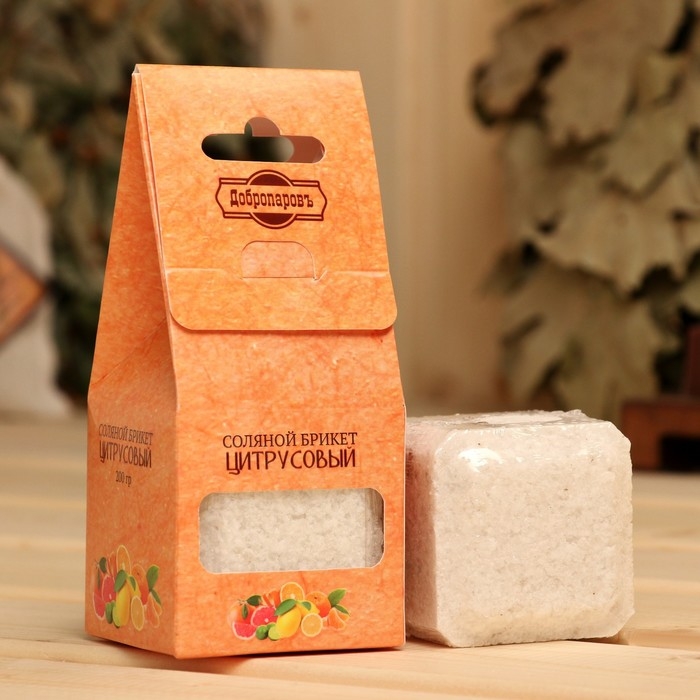 Соляной брикет куб Соляной брикет куб "Цитрусовый" 200 г "Добропаровъ" апельсин, лимон, мандарин