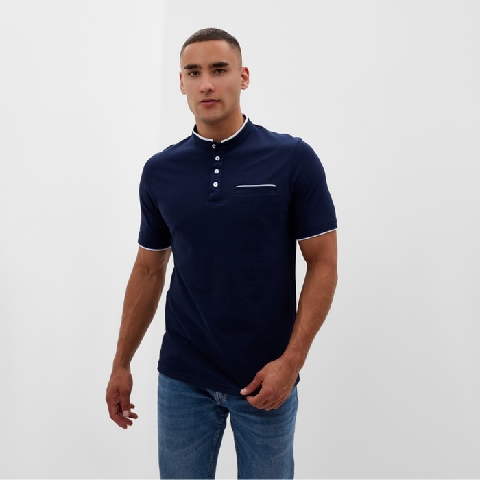 Футболка (поло) мужская MINAKU REGULAR FIT: цвет тёмно-синий, р-р 50