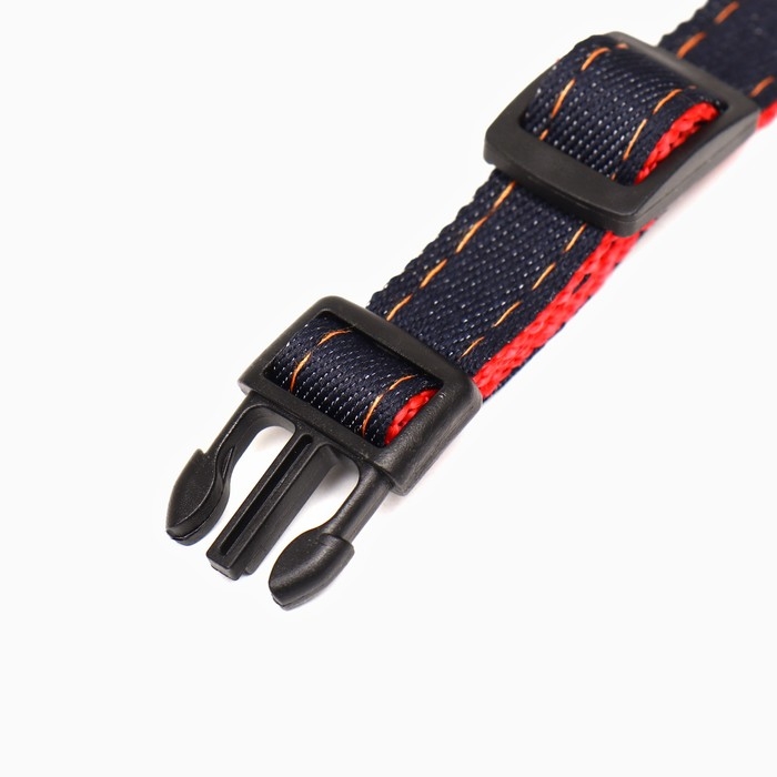 Ошейник Ошейник "Джинс", красный подклад, 24-34 х 1,5 см