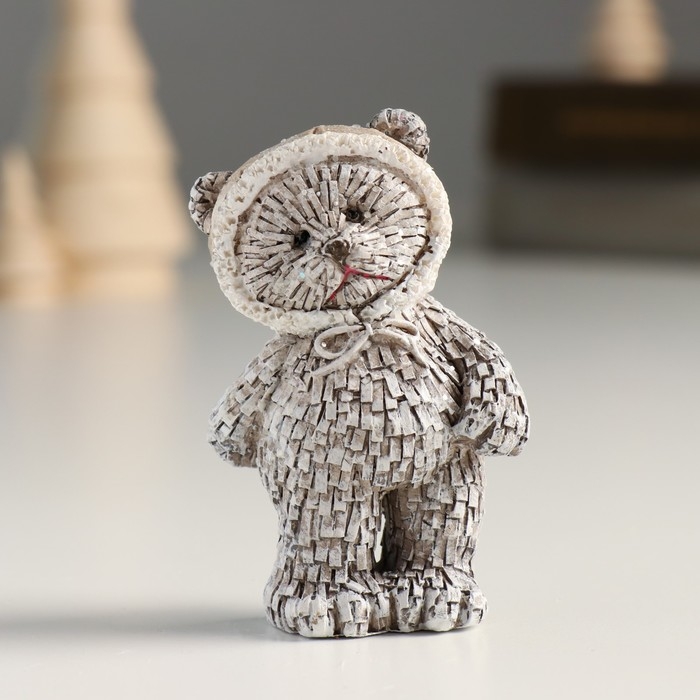 Сувенир полистоун Сувенир полистоун "Мишка в шапке/колпаке, стоит" серый МИКС 4х3х7 см