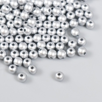 Набор бусин "Рукоделие" пластик, диаметр 6 мм, 25 гр, серебряный Набор бусин "Рукоделие" пластик, диаметр 6 мм, 25 гр, серебряный