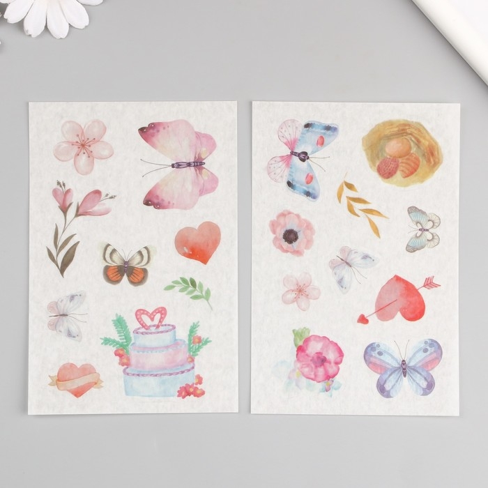 Наклейка бумага Наклейка бумага "Бабочки в саду" набор 6 листов 18,6х10 см