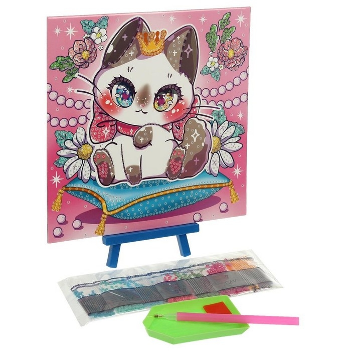 Набор для детского творчества, алмазная мозаика «Милая киска», 20 × 20 см Набор для детского творчества, алмазная мозаика «Милая киска», 20 × 20 см