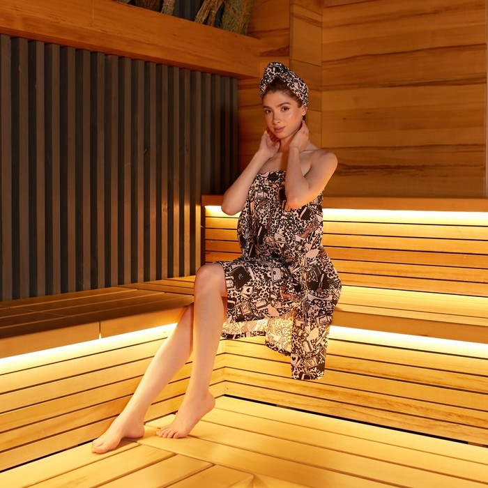 Набор для сауны Этель Набор для сауны Этель "Леопард" парео 80*144 см + чалма, вафля 200г/м2, 100% хл