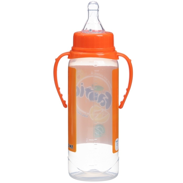 Бутылочка для кормления Fantic, классическое горло, от 0 мес, 250 мл., цилиндр, с ручками