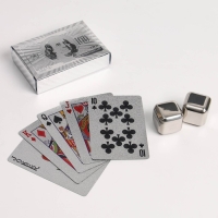 Подарочный набор "100 $": карты и 2 кубика для виски Подарочный набор "100 $": карты и 2 кубика для виски
