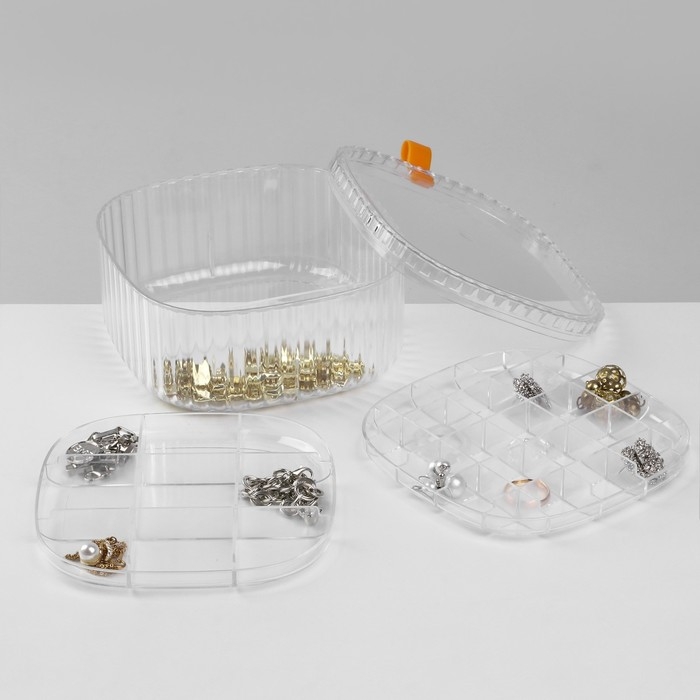 Органайзер для хранения украшений &laquo;Лео&raquo; 3 уровня, 32 ячейки, 15&times;15&times;7,5 см, цвет прозрачный