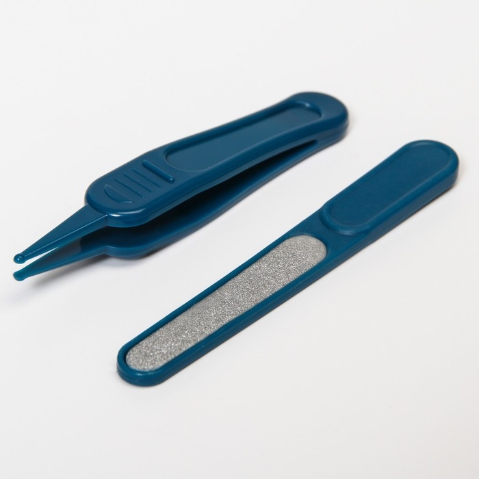 Набор маникюрный детский «Обезьянка»: ножницы, щипчики, пилочка, пинцет, цвет синий Набор маникюрный детский «Обезьянка»: ножницы, щипчики, пилочка, пинцет, цвет синий