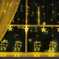 Гирлянда &laquo;Бахрома&raquo; 2.4 &times; 0.9 м с насадками &laquo;Олень&raquo;, IP20, прозрачная нить, 138 LED, свечение тёплое белое, 8 режимов, 220 В