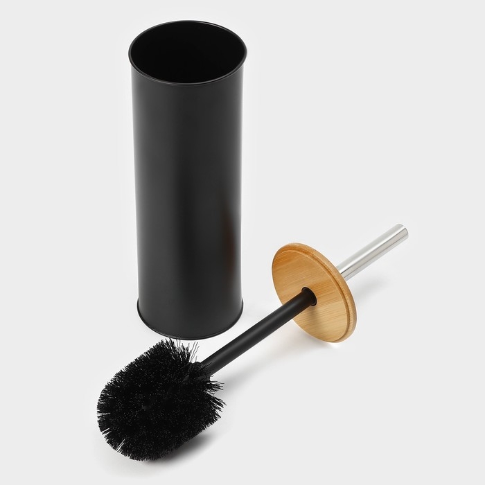 Ёршик для унитаза с подставкой SAVANNA BAMBOO, 9,5&times;38 см, цвет чёрный