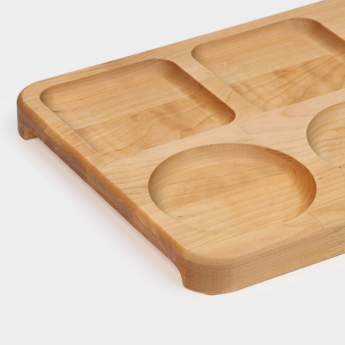 Поднос-подставка Adelica &laquo;Чайная станция&raquo;, на 2 персоны, с потайными ручками, 40&times;18&times;1,8 см, берёза