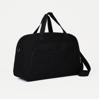 Сумка дорожная на молнии, наружный карман, длинный ремень, цвет чёрный Сумка дорожная на молнии, наружный карман, длинный ремень, цвет чёрный