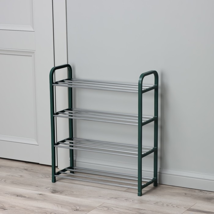 Обувница Доляна, 4 яруса, 50&times;19&times;59 см, цвет зелёный