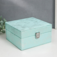 Шкатулка кожзам для украшений "Серебряный блеск на голубом" 8х14,5х14,5 см Шкатулка кожзам для украшений "Серебряный блеск на голубом" 8х14,5х14,5 см