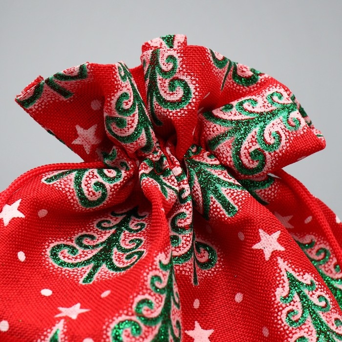 Мешочек подарочный холща &laquo;Добра в Новом Году&raquo;, ёлки, 20 х 30 см +/- 1.5 см, Новый год