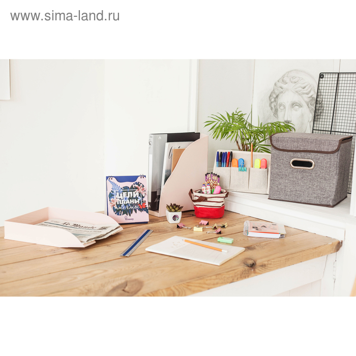 Короб стеллажный для хранения с крышкой &laquo;Офис&raquo;, 25&times;25&times;25 см, цвет серый