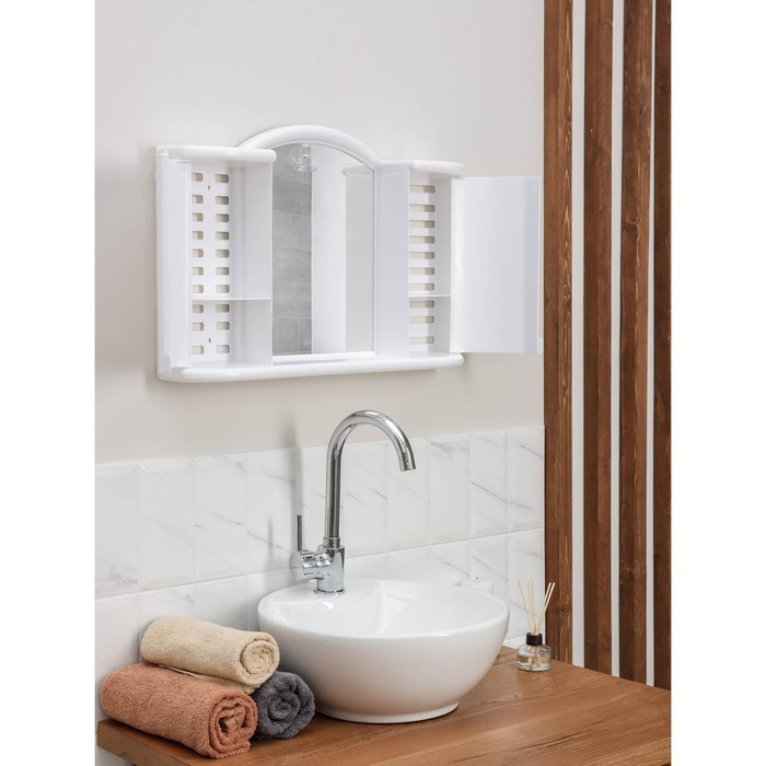 Шкафчик зеркальный для ванной комнаты &laquo;Арго&raquo;, цвет снежно-белый