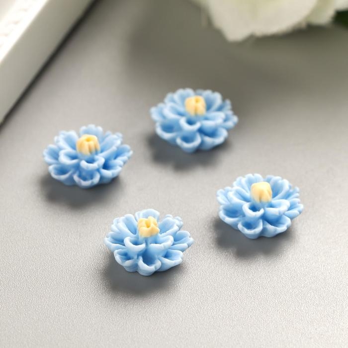 Декор для творчества пластик Декор для творчества пластик "Голубые пионы", набор 30 шт. 1х1 см