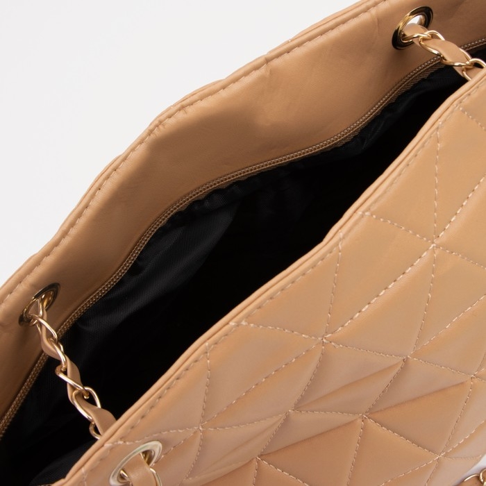 Сумка-шопер женская на молнии, цвет бежевый Сумка-шопер женская на молнии, цвет бежевый