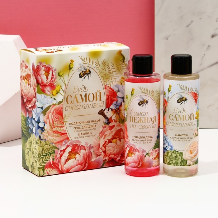 Подарочный набор косметики &laquo;Будь самой счастливой!&raquo;, гель для душа 200 мл и шампунь 200 мл, ЧИСТОЕ СЧАСТЬЕ