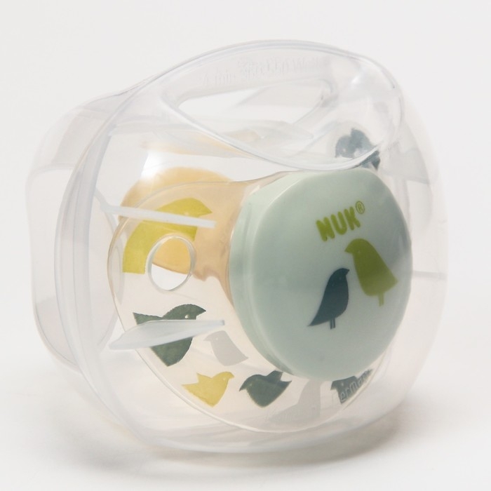 Соска-пустышка ортодонтическая, латекс, от 6 мес., ADORE, в контейнере &laquo;Птицы&raquo;