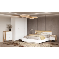 Тумба прикроватная Теодора, 480х421х515, Белый/Крафт золотой