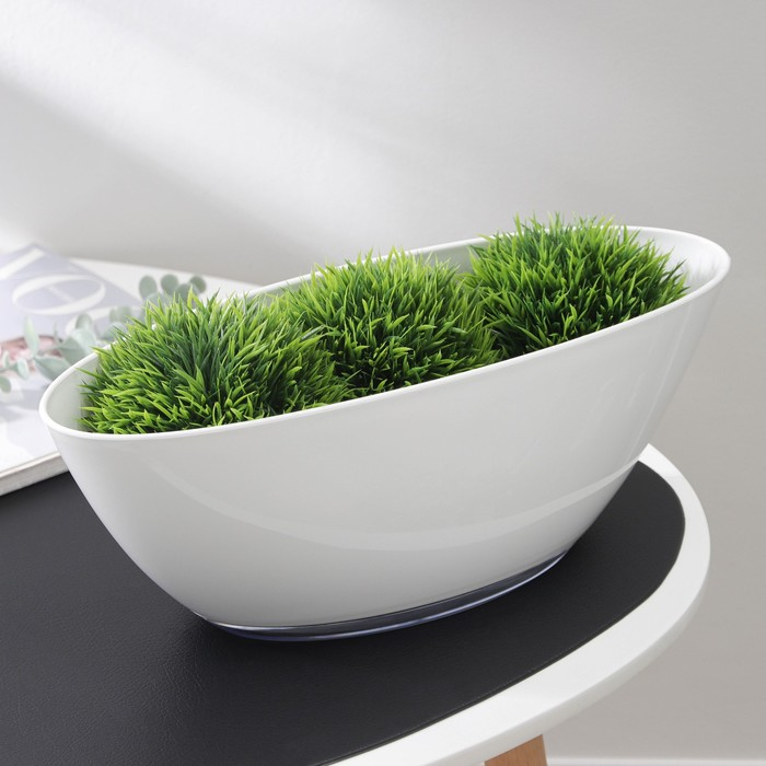 Горшок с поддоном «Лодочка», 3 л, цвет белый Горшок с поддоном «Лодочка», 3 л, цвет белый