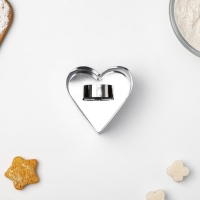 Форма для выкладки Доляна &laquo;Сердце&raquo;, 8&times;8&times;4 см, с прессом, толщина 4 мм