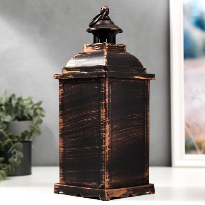 Ночник Ночник "Камин" LED от батареек 3хААА черный с золотой патиной 13,х13х34 см RISALUX