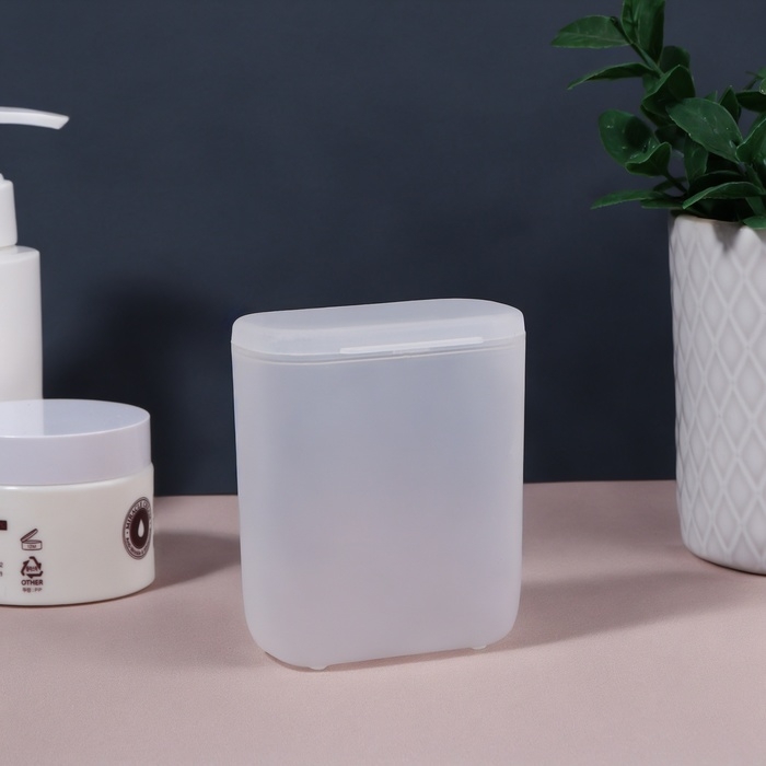 Органайзер для ватных палочек, с крышкой, 7,5 &times; 4 &times; 9 см, цвет белый/полупрозрачный