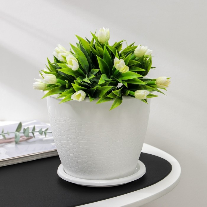 Горшок с поддоном &laquo;Розалия&raquo; 3,2 л, цвет белый