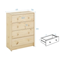 Комод RAST 4, 62х30х90, Массив сосны Комод RAST 4, 62х30х90, Массив сосны