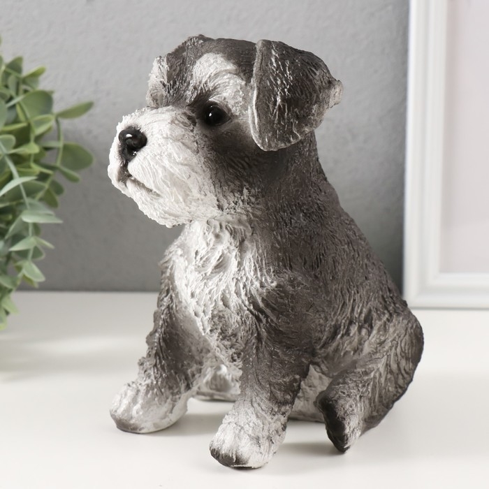 Фигурка  "Щеночек Миттель" высота 17 см, ширина 11,5 см, длина 16,5 см серо-черный