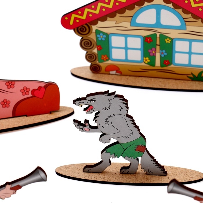 Кукольный театр сказки на столе «Красная шапочка» высота фигурок: 4-12 см Кукольный театр сказки на столе «Красная шапочка» высота фигурок: 4-12 см