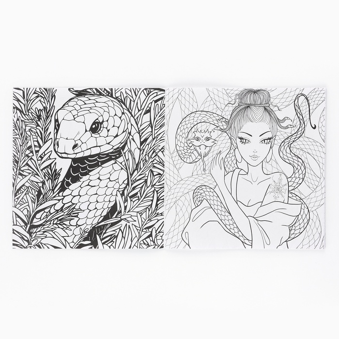 Раскраска антистресс на новый год. Альбом для вдохновения &laquo;Загадай желание&raquo;, 19 страниц, символ года 2025